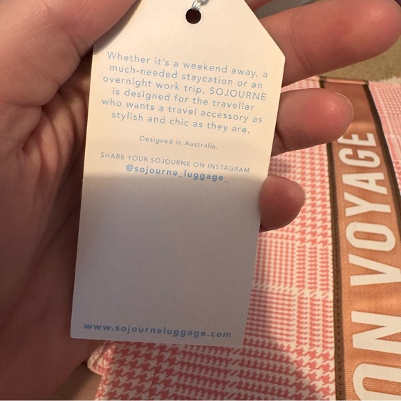 Sojourne Luggage “Bonjour” Pink Checkered Tote Bag NWT*** - Picture 4 of 8